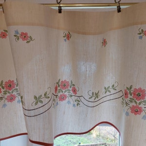 Cortina de cenefa de algodón estampada floral vintage, cortina de café de cocina vintage, cortina de cocina, cortina vintage (F8)