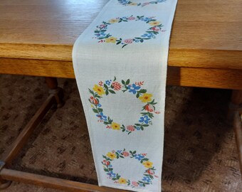 Mantel sueco vintage con estampado floral, mantel de tocador con estampado de coronas florales, decoración floral para cocina y sala de estar (F7)
