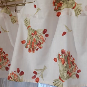 Floral Vintage Cotton - print Scandinavian valance curtain,cafe curtains ,floral valance, flowers, flower prints, vintage curtains (F-4)