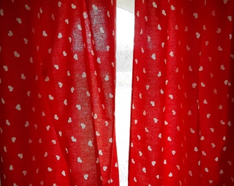 2 Piezas Vintage Red White hearts cotton pint cortinas cortas - cortinas de café, cortinas de cocina, cortinas para ventana corta (F-7)