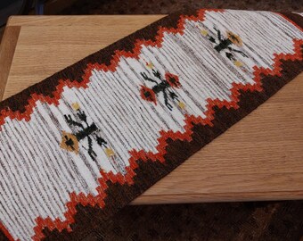 Camino de mesa vintage de lana natural tejido a mano, cubrecama, mantel, mantel (F4)
