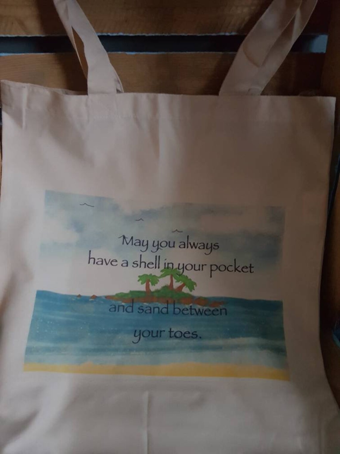 Beach Quote Tote Bag Original Artwork Handmade In Cornwall Etsy