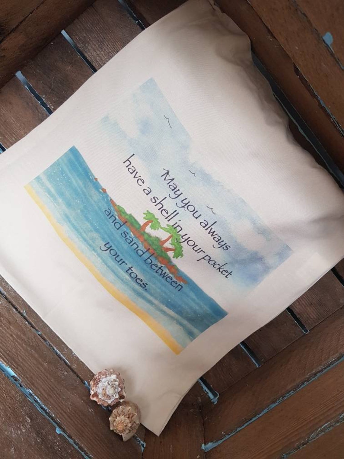 Beach Quote Tote Bag Original Artwork Handmade In Cornwall Etsy