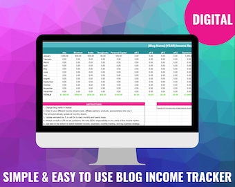 Blog Income Tracker | Sales Tracker | Money Planner | Affiliate Marketing | Ad Revenue | Blog Monetization | Income Expenses Tracker |