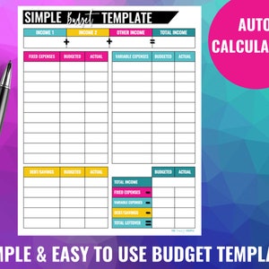 Monthly Budget Template PDF | Zero-Based Budget Spreadsheet | Auto-Calculating Fillable Budget Planner | Instant Download