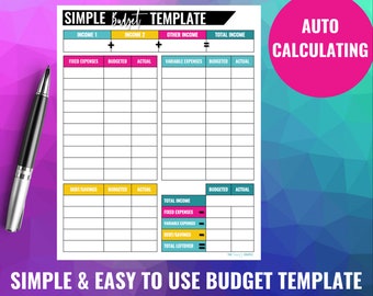 Monthly Budget Template | Zero Based Budget | Fillable & Auto-Calculating | Printable | Budget Spreadsheet