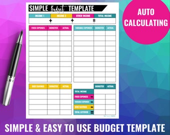 Monthly Budget Template PDF | Zero-Based Budget Spreadsheet | Auto-Calculating Fillable Budget Planner | Instant Download