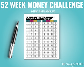 52 Week Money Challenge | Saving Challenge, Money Challenge, Savings Challenge Printable