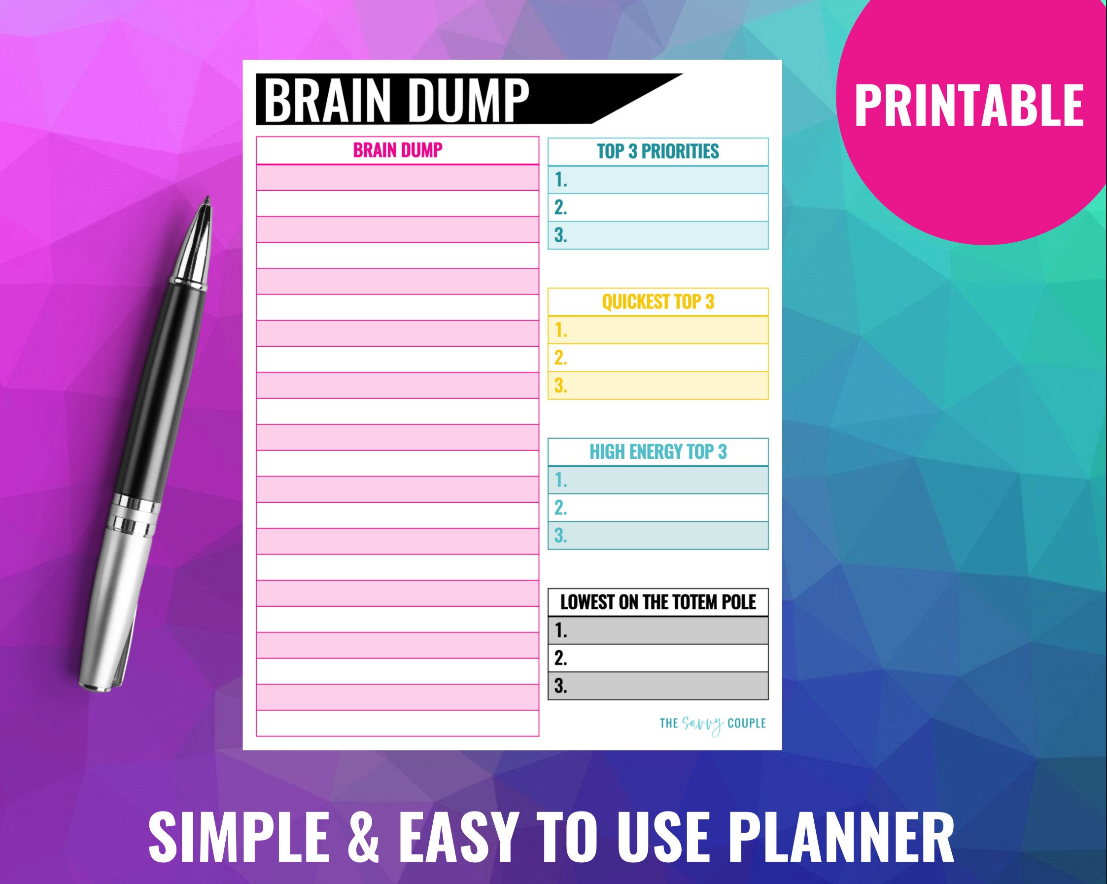 Brain Dump Printable Template