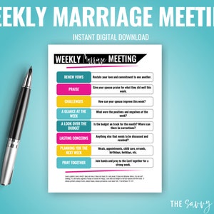 Weekly Marriage Meeting | Marriage tool, date night, relationship tool, marriage worksheet