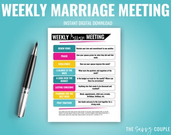 Weekly Marriage Meeting | Marriage tool, date night, relationship tool, marriage worksheet