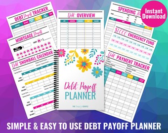 Debt Tracker, Debt Payoff Planner, Debt Binder, Debt Snowball, Debt Payoff Printable, Debt Free, Debt Worksheet, Debt Workbook, Dave Ramsey