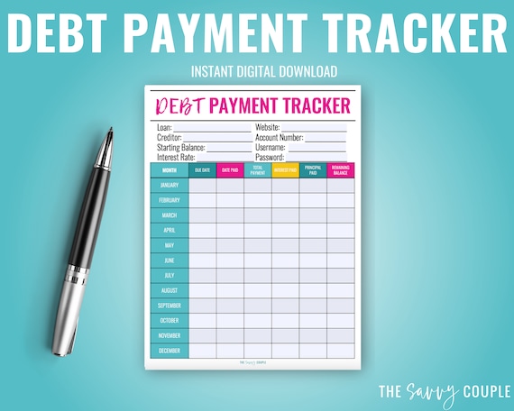 Debt Payment Tracker, Debt Tracker, Debt Planner, Financial Planner, Financial Tracker, Budget Tracker, Budget Planner, fillable