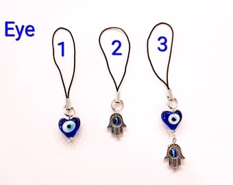 Evil Eye Phone Charm/ Heart Evil Eye Phone Charm/ Healing hand Phone Charm/ Hamsa Evil Eye hand Charm