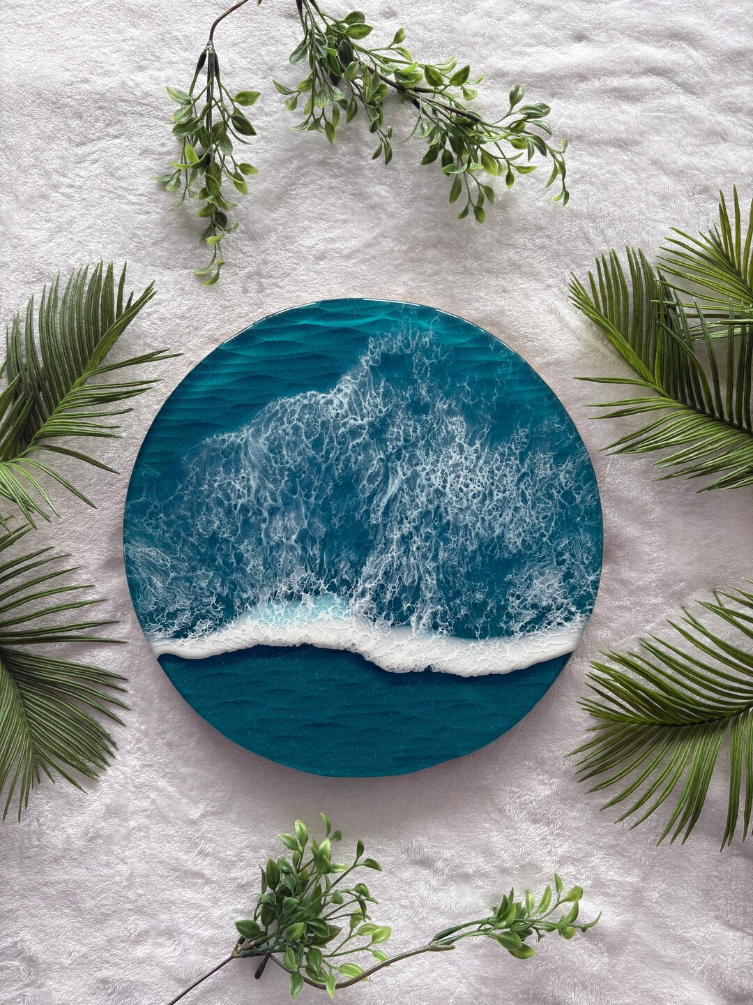 Round Ocean Inspired Resin and Wood Sculpted Panel Wall Hanging - Etsy