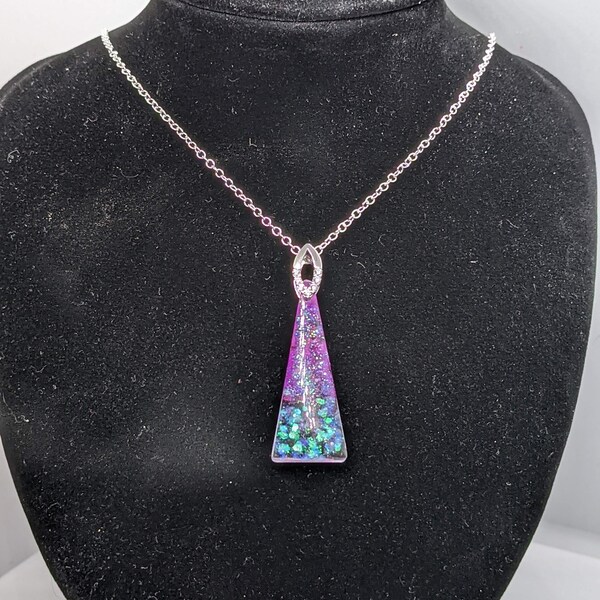 Pink Ombre Triangle Pendant Necklace