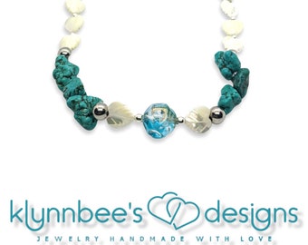 Turquoise and Heart Shaped Shell Choker