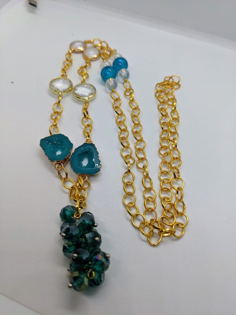 Evans Teal Linked Necklace