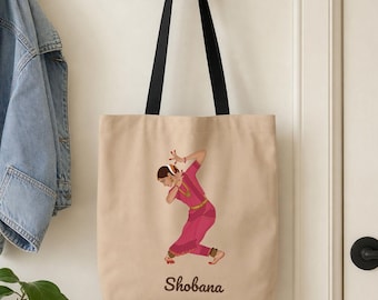Arangetram gift, custom name bharatanatyam Dance Tote Bag, Perfect Gift for indian classical Dancers, dance teacher gift personalised
