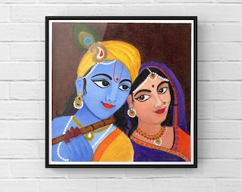 Radha Krishna painting // Indian art// lord krishna art // Radha krishna art