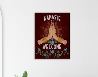 Namaste wall decor printed  on canvas  || Namaste sign || Indian entrance decor || Namaste welcome Indian painting
