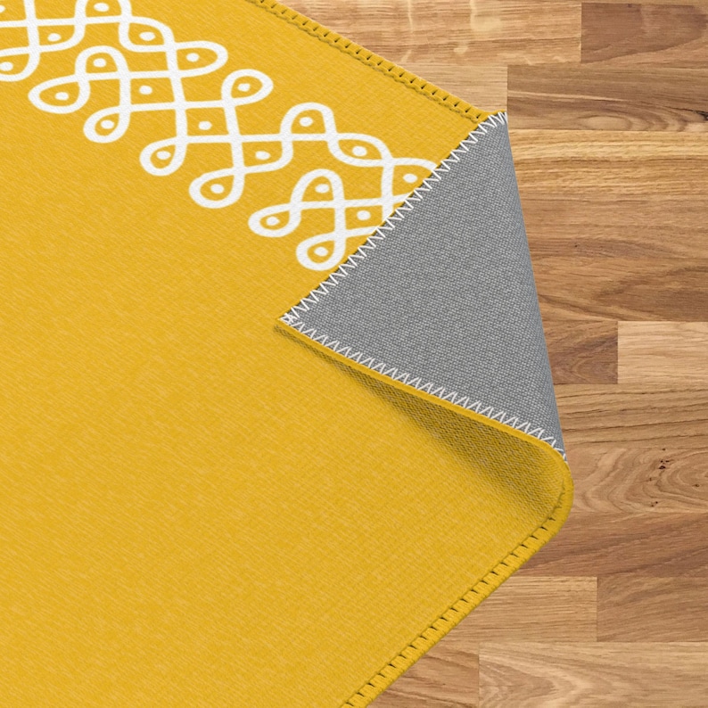Pooja Decoration, Rangoli Mat Yellow Area Rug, Haldi Decor, Mandir Mat ...
