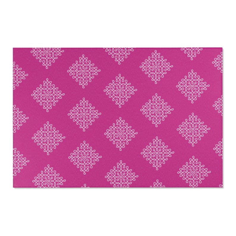 Rangoli mat pink Area Rug, pooja decoration, mandir mat, pooja backdrop, Diwali decor, Haldi backdrop, Haldi decor, indian backdrop rug image 10