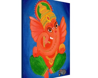 Ganesha wall art printed on canvas, Ganesha painting, Ganesha art, Ganesha wall decor, Ganesha canvas,
