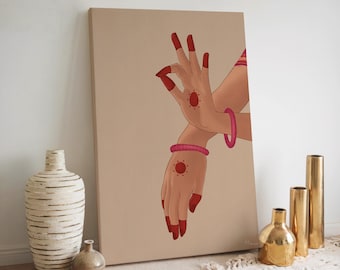 Hasta Mudra Bharatanatyam Art Canvas Print, Indian Classical Dance Gift, Arangetram Gift,  haste mudra painting, Bharathanatyam teacher gift