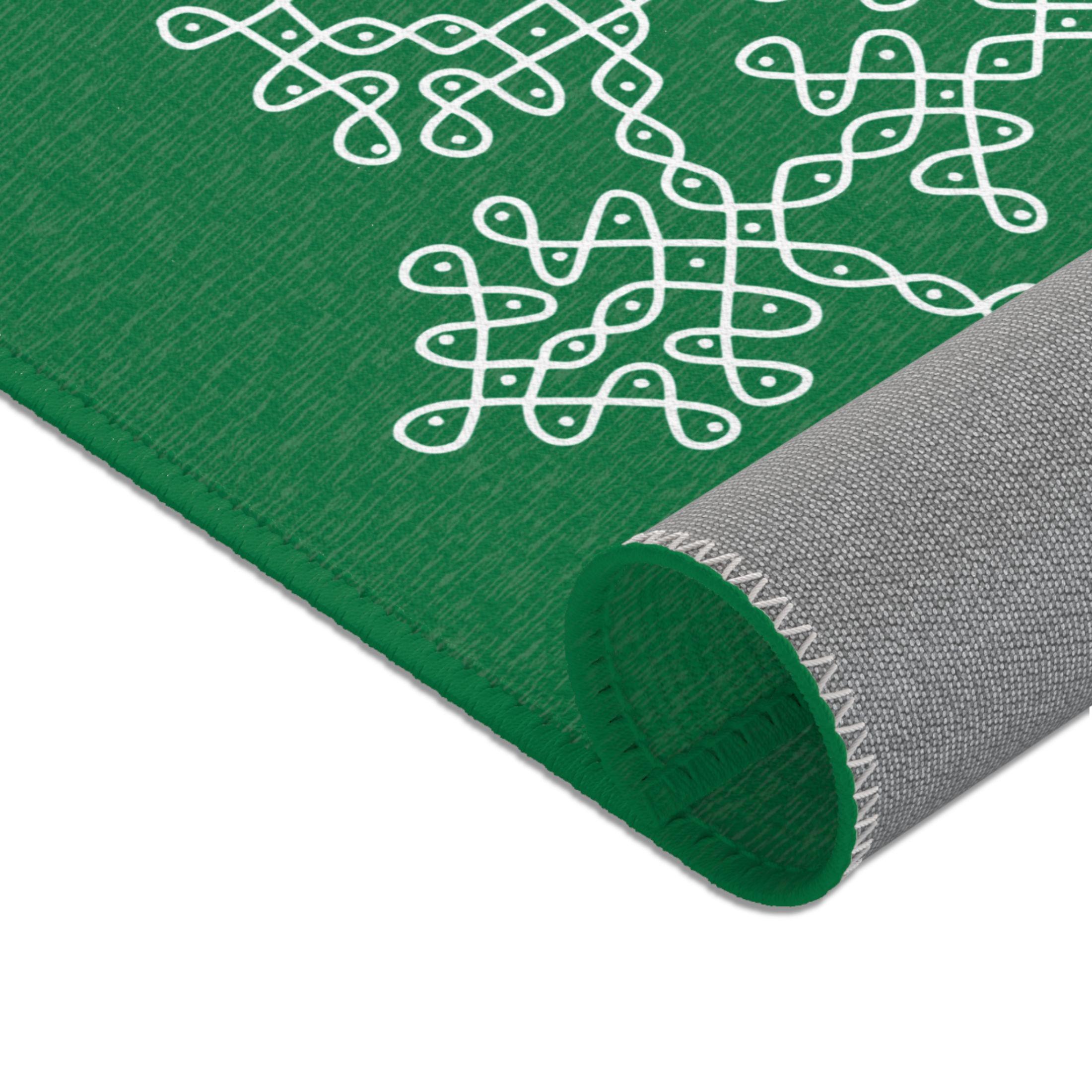 Pooja Decoration, Rangoli Mat Green Area Rug, Mandir Mat, Puja Backdrop ...