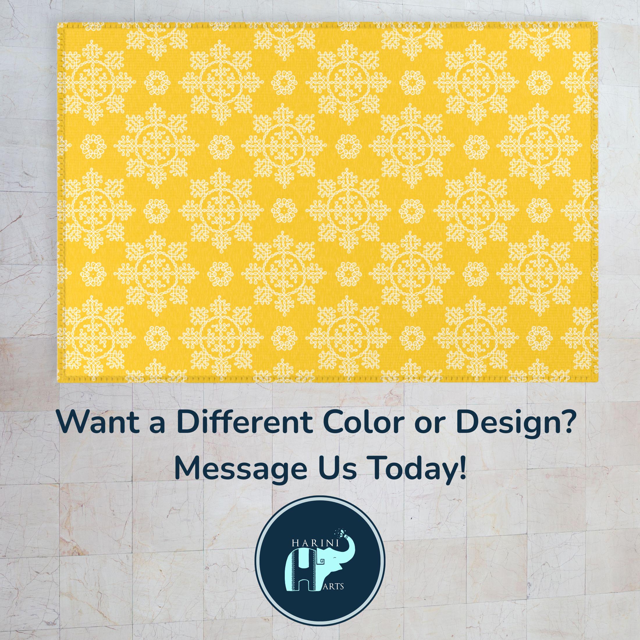 Pooja Decoration, Rangoli Mat Yellow Area Rug, Mandir Mat, Pooja ...