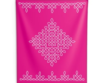 Kolam backdrop in Hot pink, house warming, baby shower, half saree indian backdrops