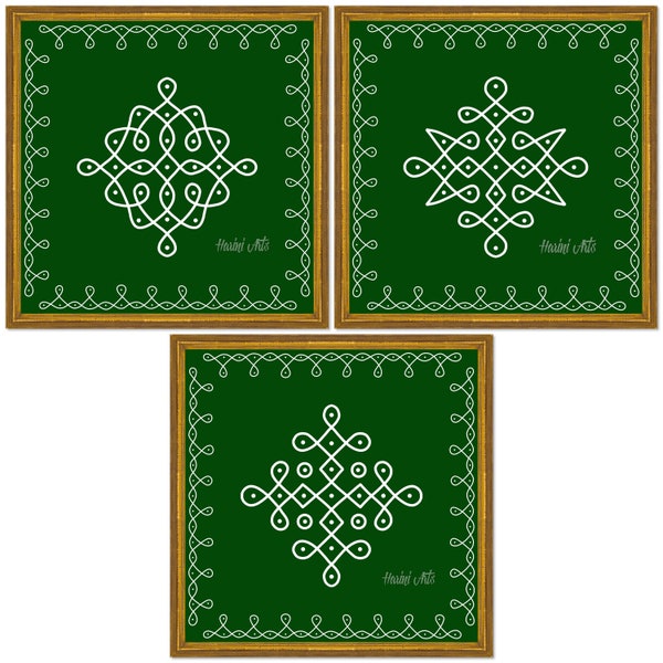 kolam set of 3 DIGITAL DOWNLAD // Pooja room decor // Housewarming decor // Varalakshmi pooja decor