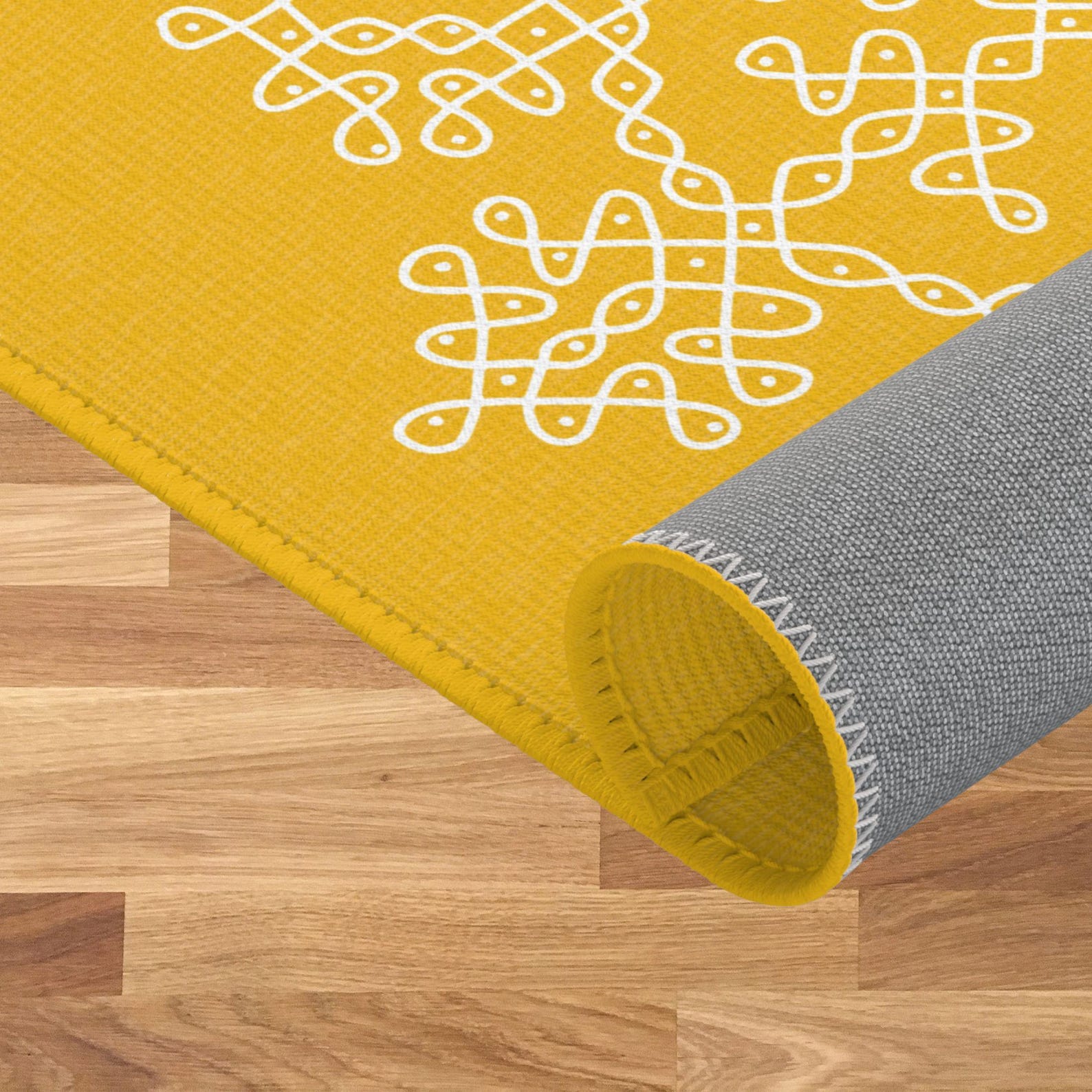 Pooja Decoration, Rangoli Mat Yellow Area Rug, Haldi Decor, Mandir Mat ...