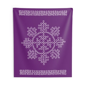 Kolam backdrop in purple /violet, house warming, baby shower, half saree Indian backdrops