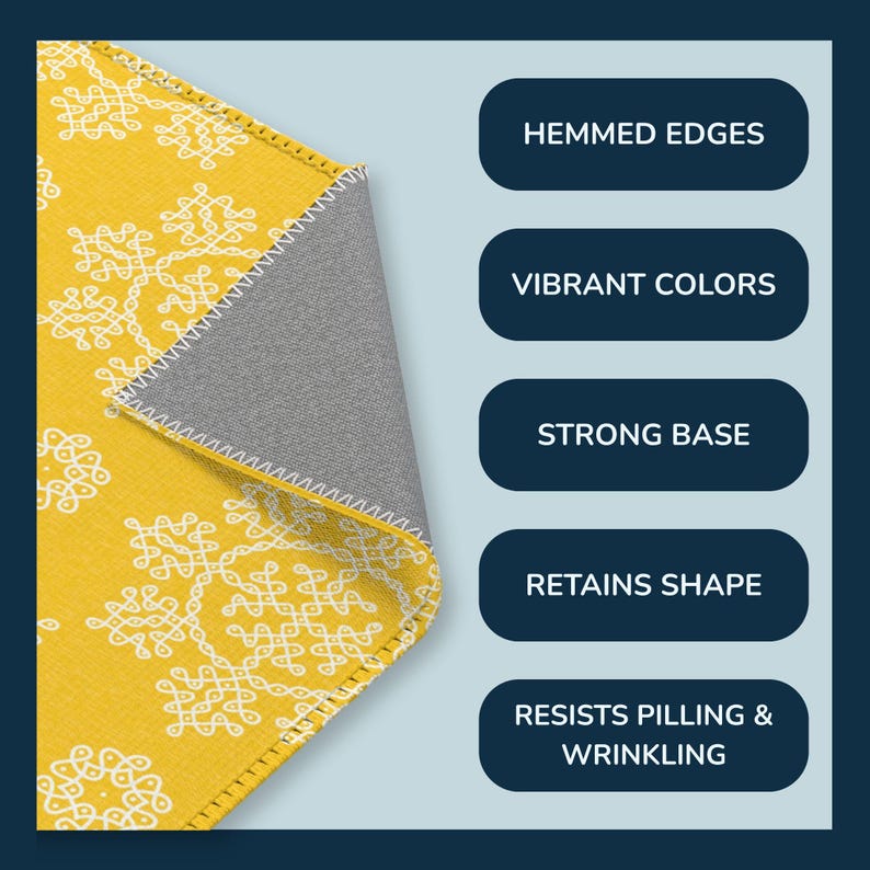 Pooja Decoration, Rangoli Mat Yellow Area Rug, Mandir Mat, Pooja ...