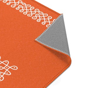 pooja decoration, Rangoli mat orange Area Rug, mandir mat, pooja backdrop, Diwali decor, Haldi backdrop, Haldi decor, indian backdrop rug image 2