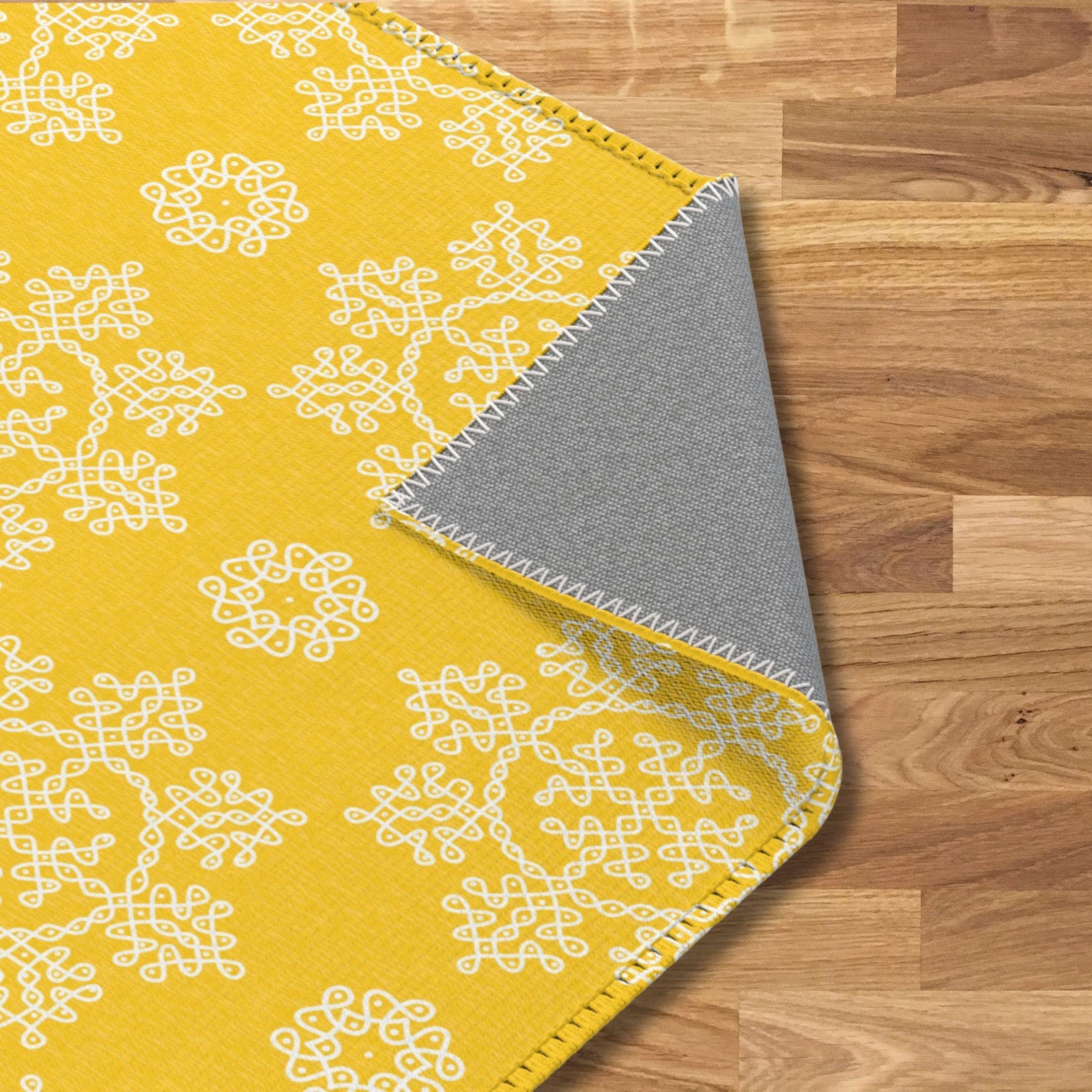Pooja Decoration, Rangoli Mat Yellow Area Rug, Mandir Mat, Pooja ...