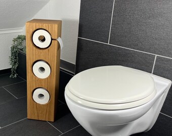 Massiver Toilettenpapierhalter aus Holz, Toilettenpapierhalter aus Massivholz Eiche WC Garnitur Toilettenpapierhalter aus Eichenholz
