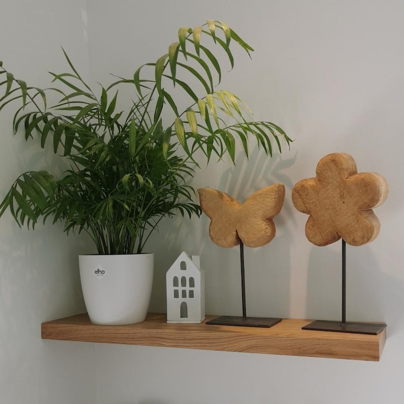 Schwebendes Wandregal Eiche nach Maß | Massivholz Regal handmade | Floating Shelf | Eichenregal | Stärke 2,5cm & 3cm | Wandboard Eiche Bild 2