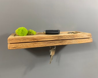 Schlüsselboard rustikal mit Baumkante aus Eichenholz, Schlüsselboard Magneten, Schlüsselleiste Holz, Schlüsselbrett aus Holz, Aufbewahrung