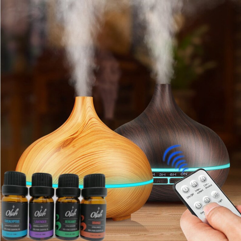 500ml Solid wood grain Essential oil Diffuser with Remote Etsy