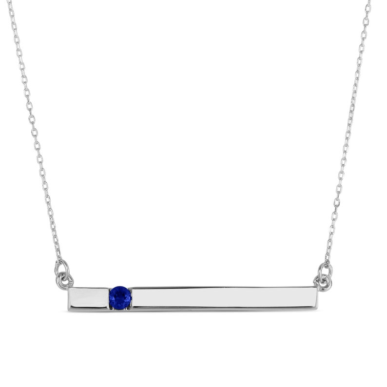 Side Bar Necklace Gemstone Pendant BLUE SAPPHIRE