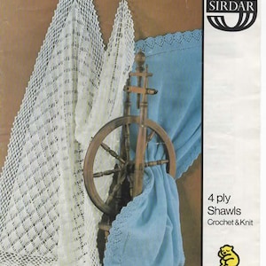 PDF Vintage 3220 sirdar 4ply shawls crochet and knit pattern