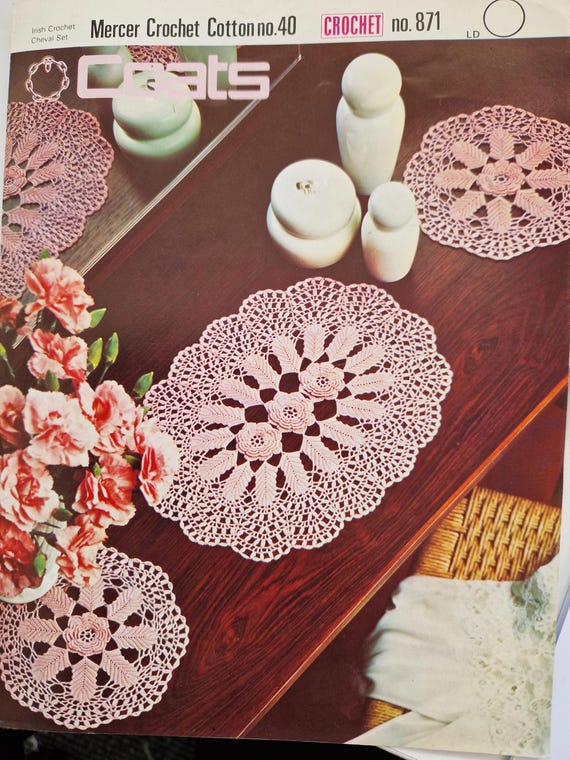PDF Vintage Coats 871 Crochet dressing table Irish rose mats 2 patterns
