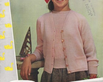 PDF Ladyship 3331 wools knitting pattern, twin set 27-30" chest vintage 4ply