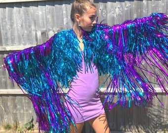 diy tinsel fringe jacket