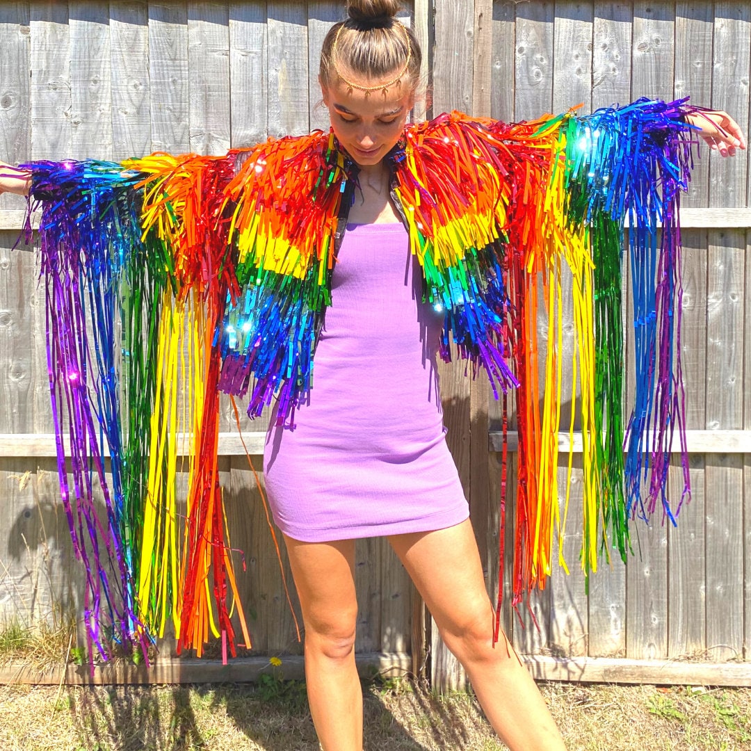 Rainbow Sequin Fringe Jacket ubicaciondepersonas.cdmx.gob.mx
