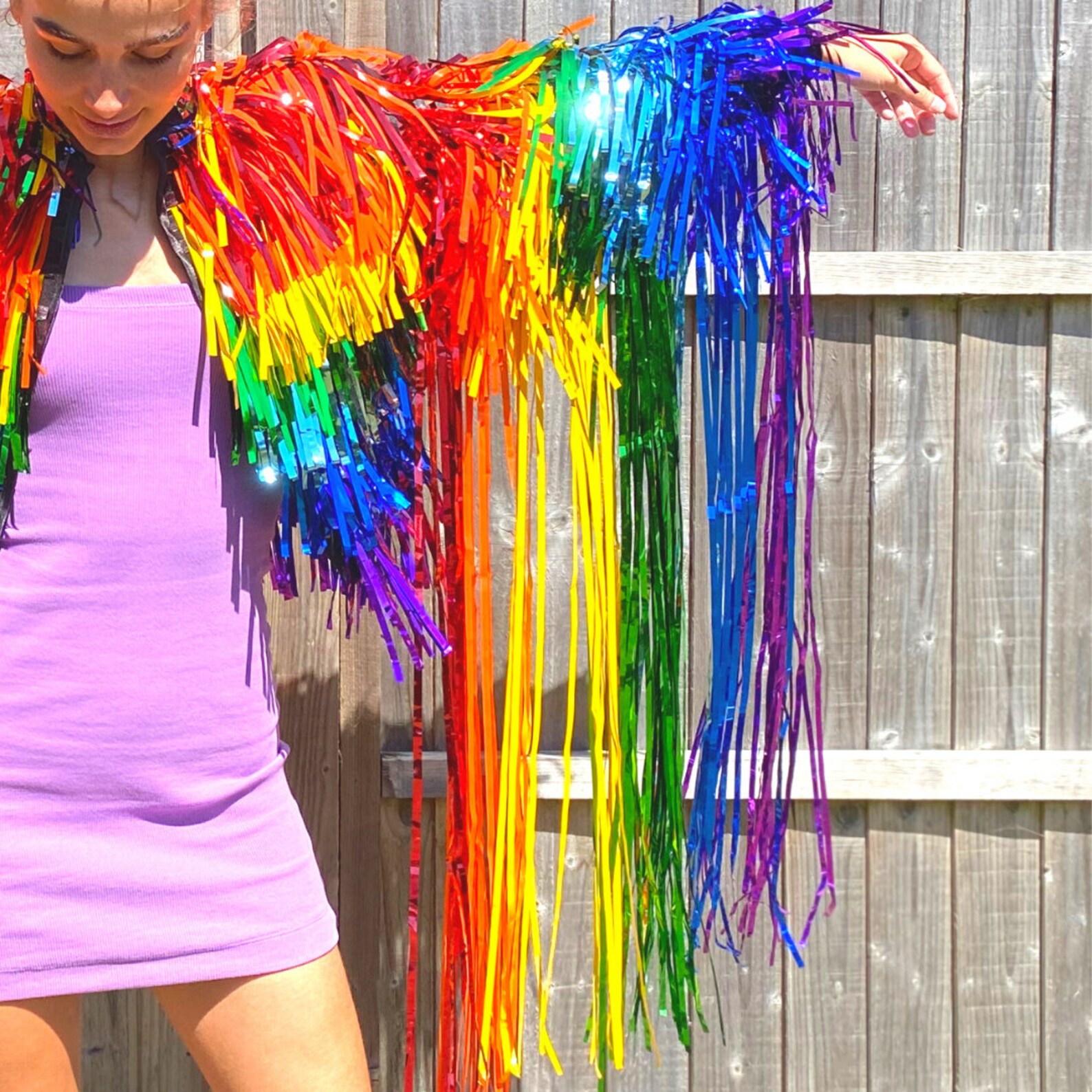 PRIDE FESTIVAL Waterfall Tinsel Jacket Burning Man Etsy UK