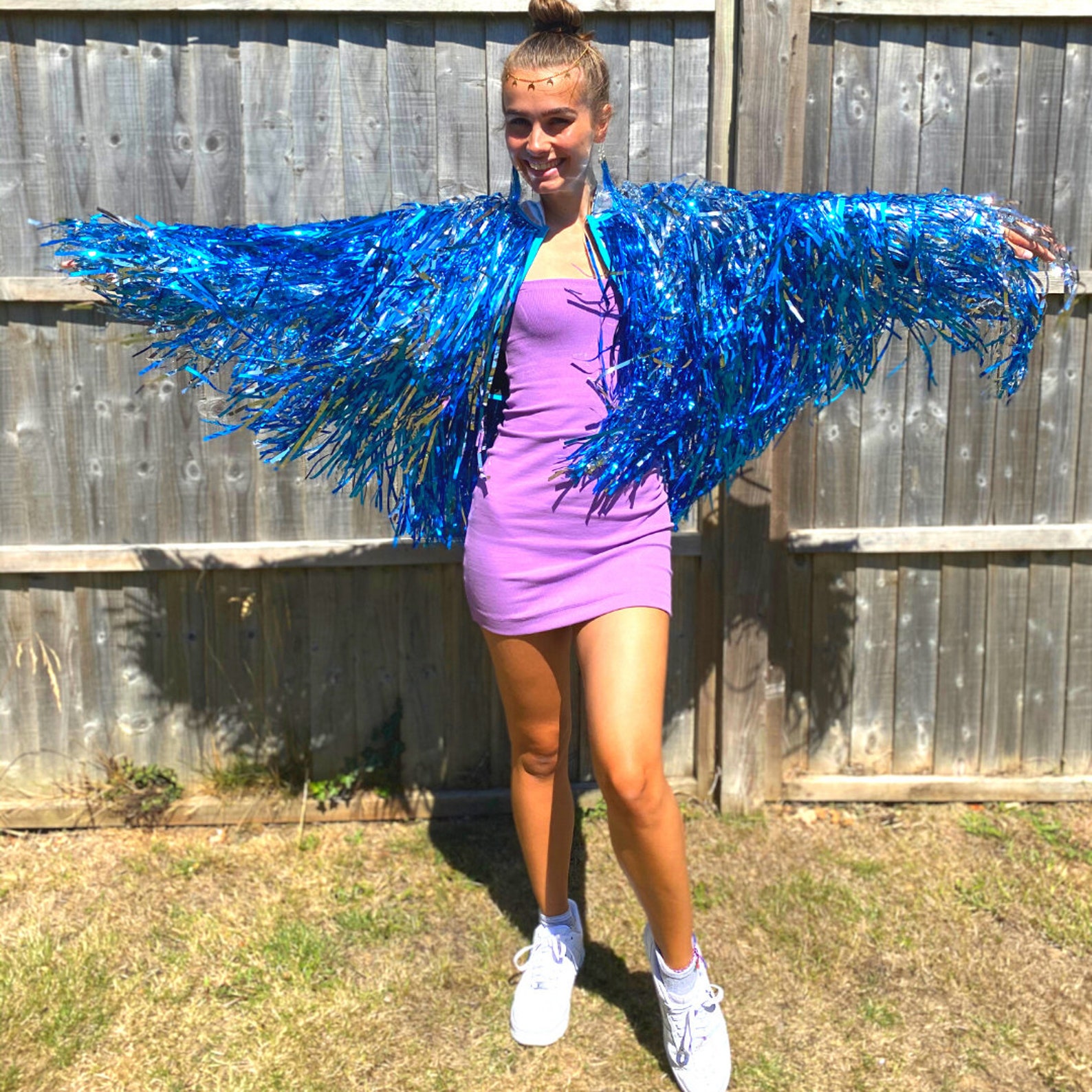 BLUE & SILVER Shimmy Tinsel Jacket Burning Man Boomtown Etsy